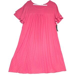 Kim Rogers,‎ Curvy Dress, Pink, 2X, 40" long, Short Ruffle Sleeve, lined